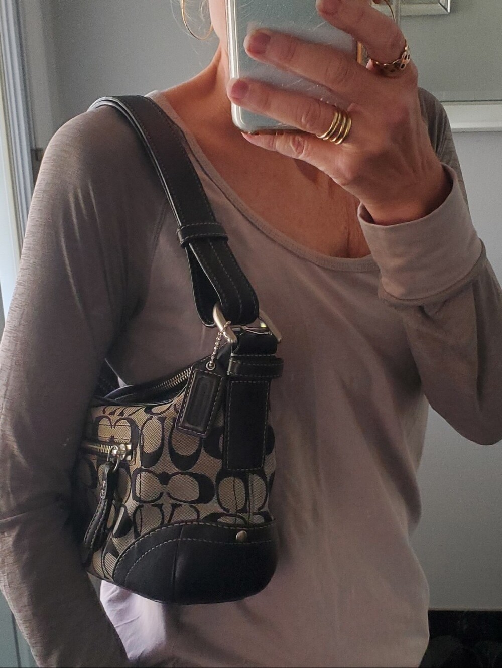 Coach Vintage Hobo Hamptons Soho Shoulder Signature Jacquard Leather Bag